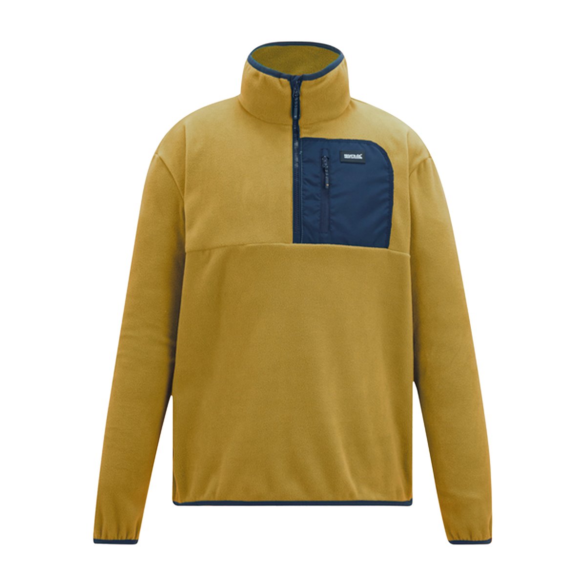 Haut polaire à col montant zippé motif/style panneau contrasté FRANKIE marron bois / bleu marine, REGATTA