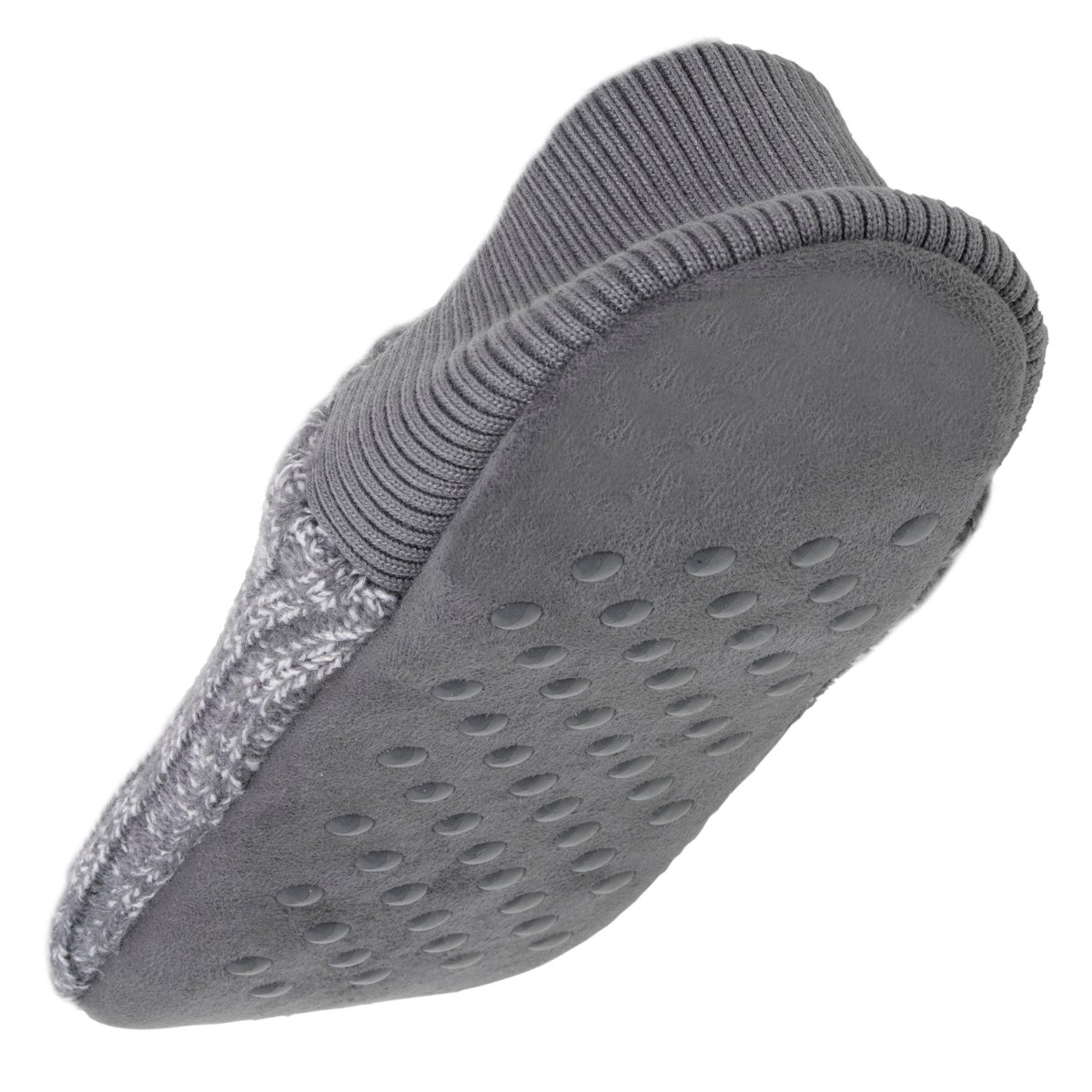 Chaussettes d'intérieur maille côtelée, picots antidérapants gris, ISOTONER