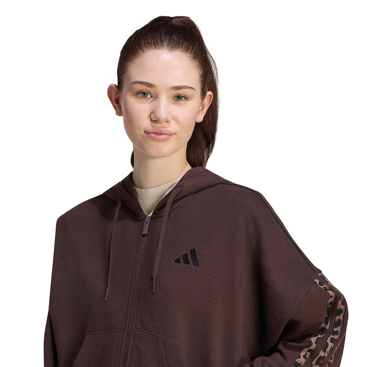 Essentials Leopard Print Long Sleeve Zip-Up Hoodie leopard print, ADIDAS SPORTSWEAR
