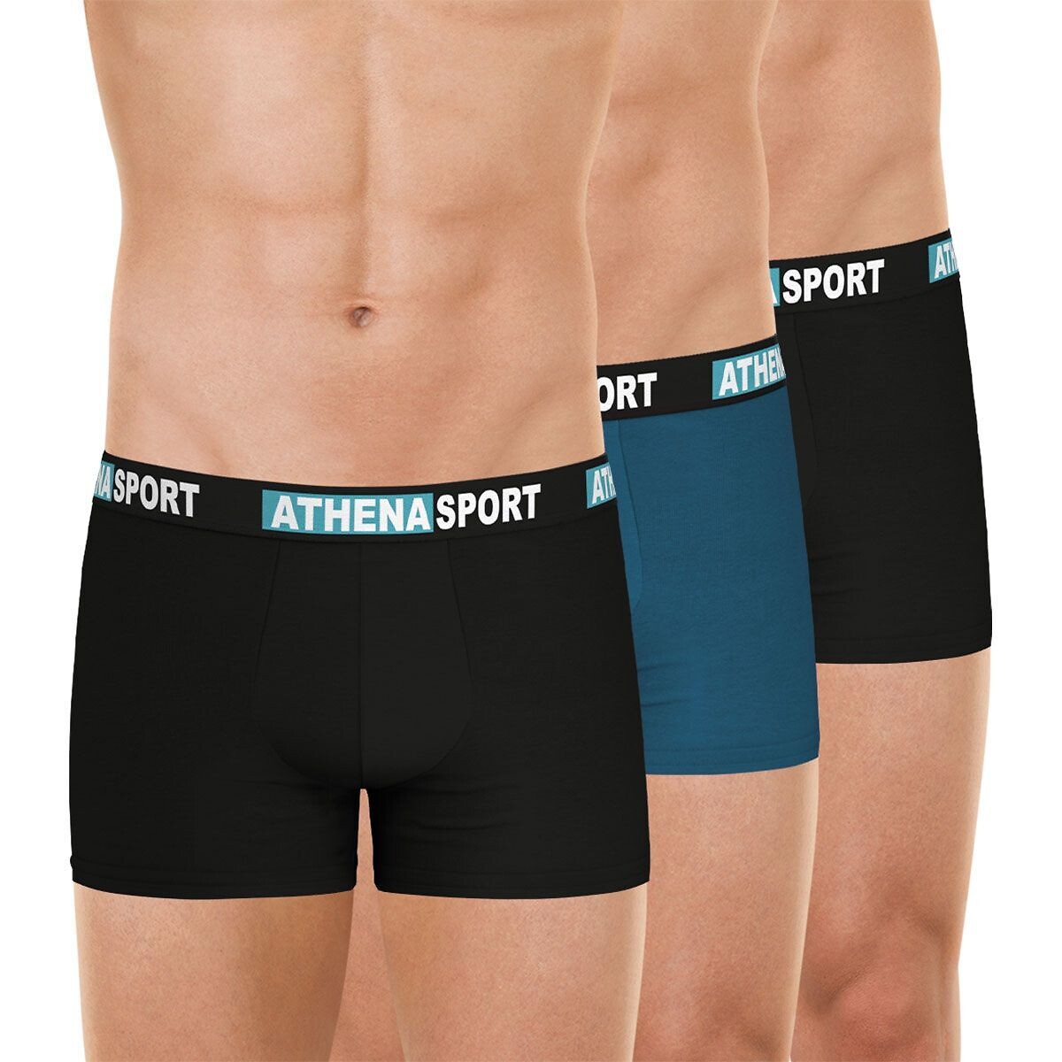 Pack of 3 Daily Sport Boxer Shorts black + blue, ATHENA