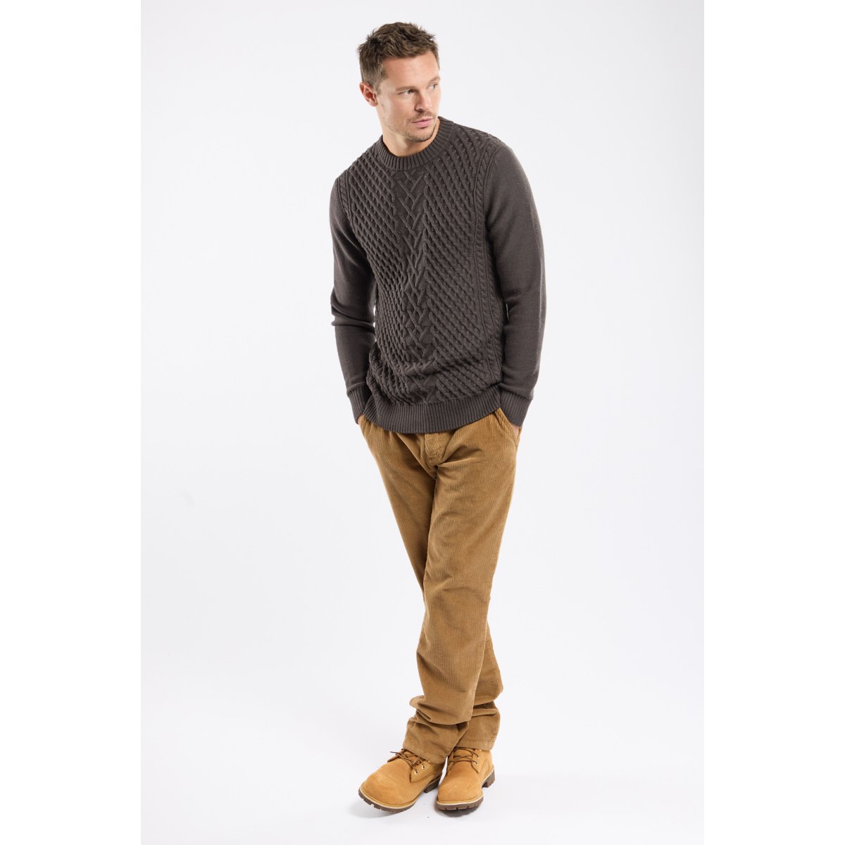 Pull torsades en coton et laine nine iron, ARMOR-LUX
