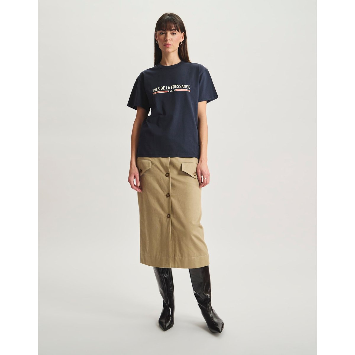 T-shirt Maxence en coton avec logo bleu, INES DE LA FRESSANGE PARIS