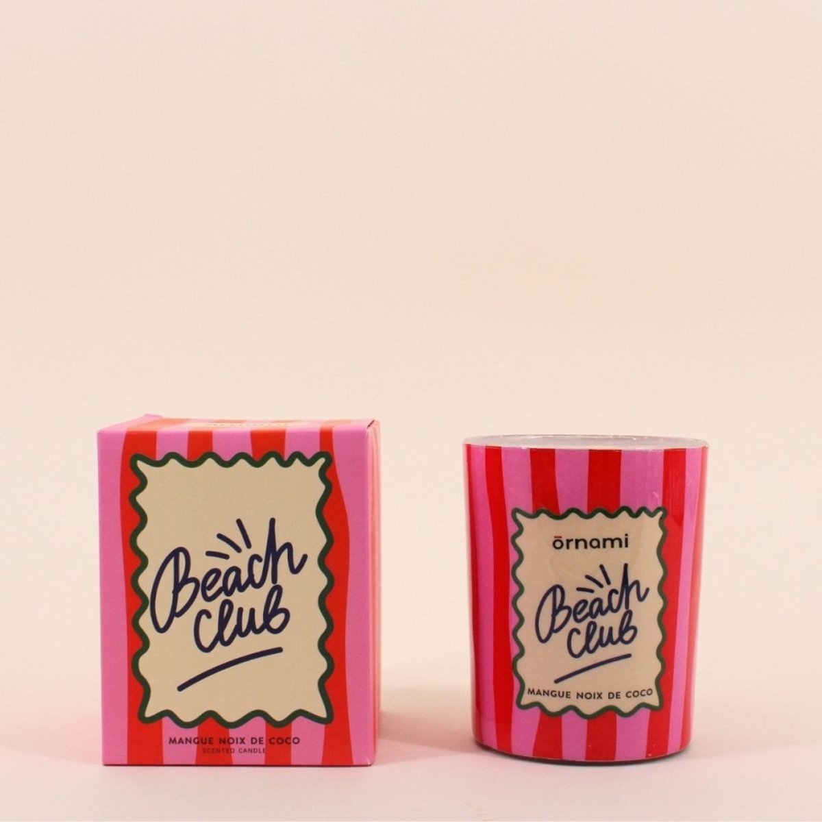 Bougie parfumée 510g "Beach club", boite cadeau rose, ORNAMI