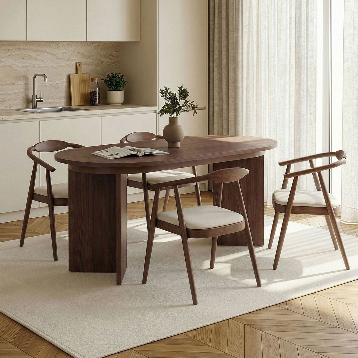 Table à manger extensible 6 à 8 places LOU noyer, CALICOSY
