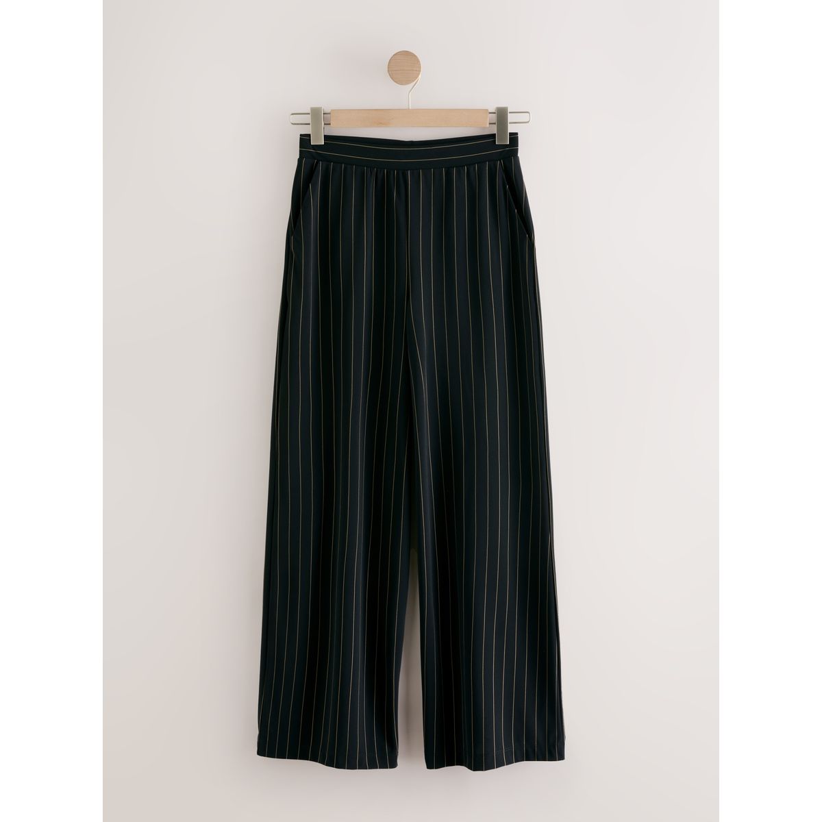 Pantalon large à taille cintrée noir à rayures, NEXT