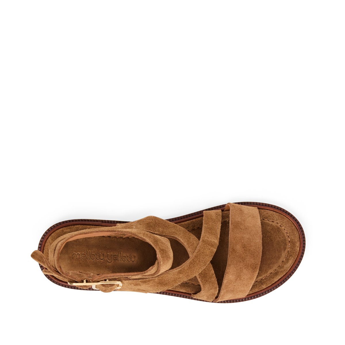 Sandale Plate en cuir GISLA taupe, MELLOW YELLOW