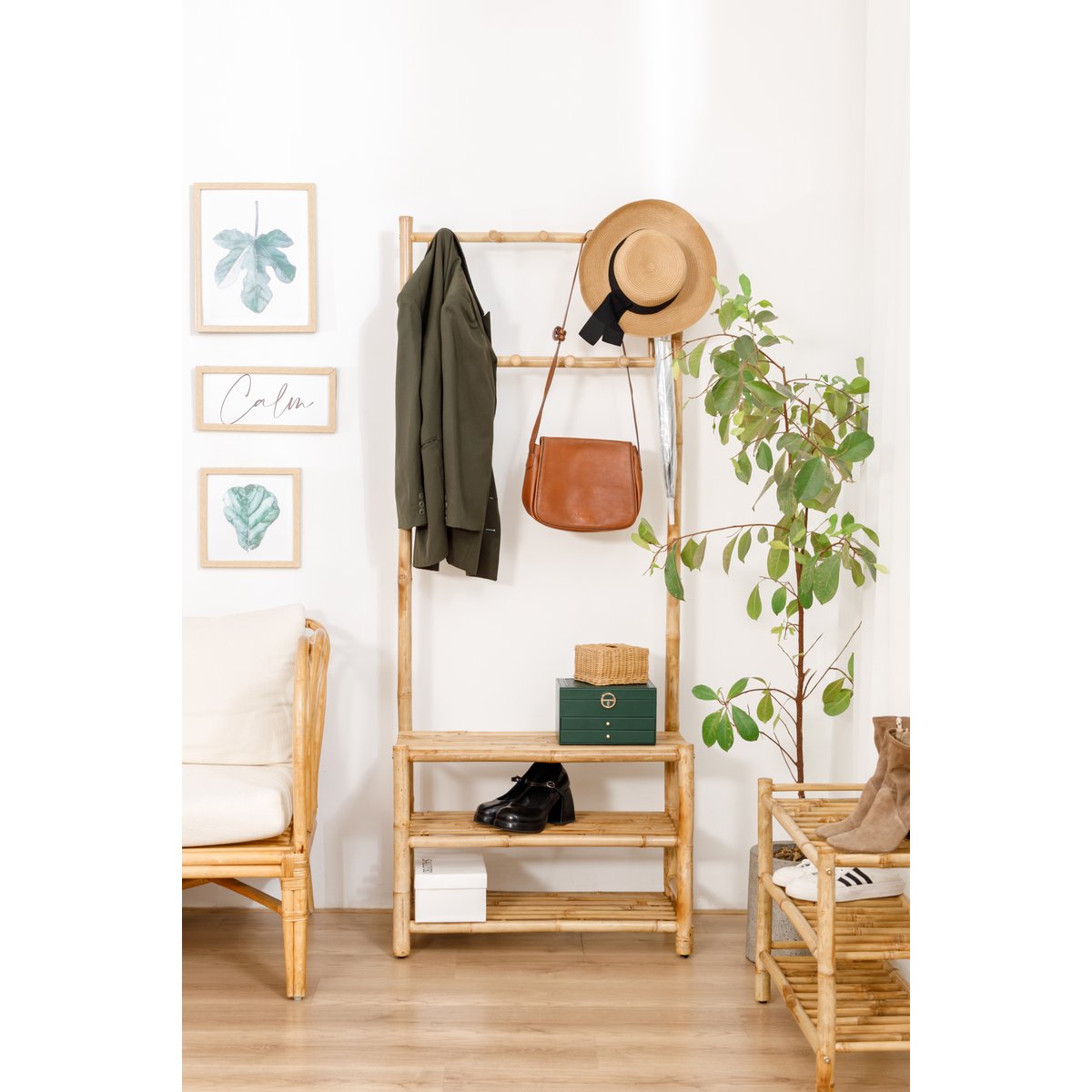 Vestiaire-portant, bambou massif, MALACCA bois naturel, NORDLYS