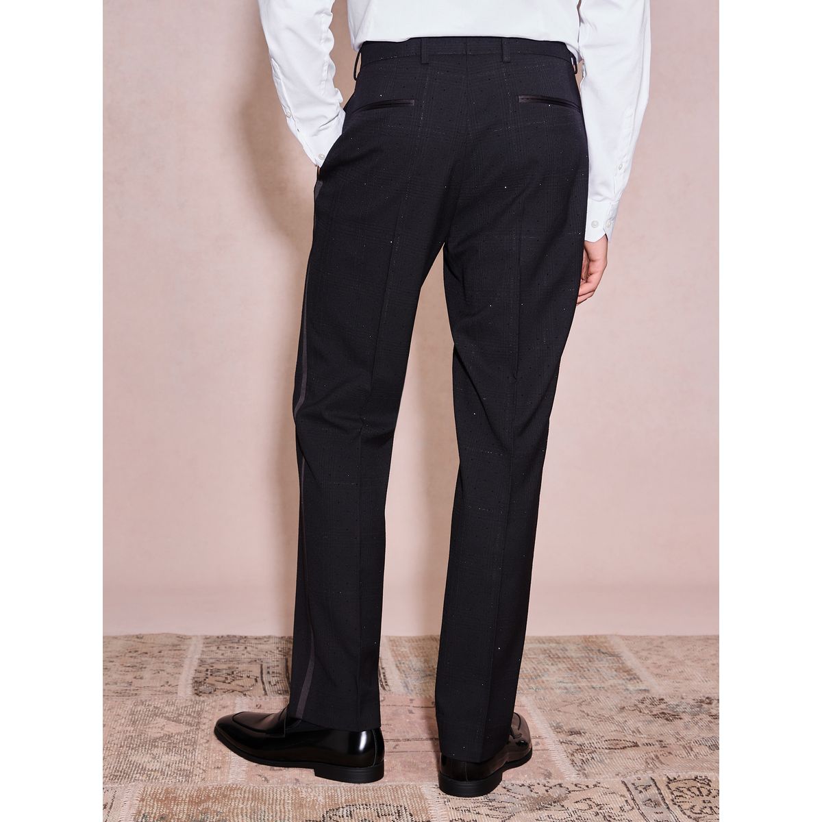 Pantalon de smoking standard à carreaux noir, NEXT