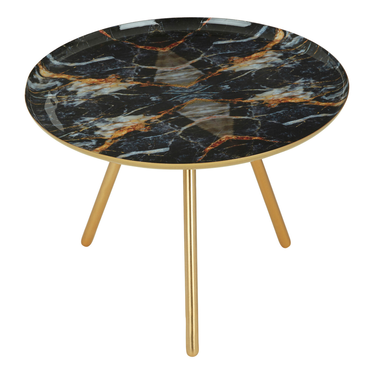 Faux Marble Side Table with Gold Accents multi-coloured, FIFTY FIVE SOUTH