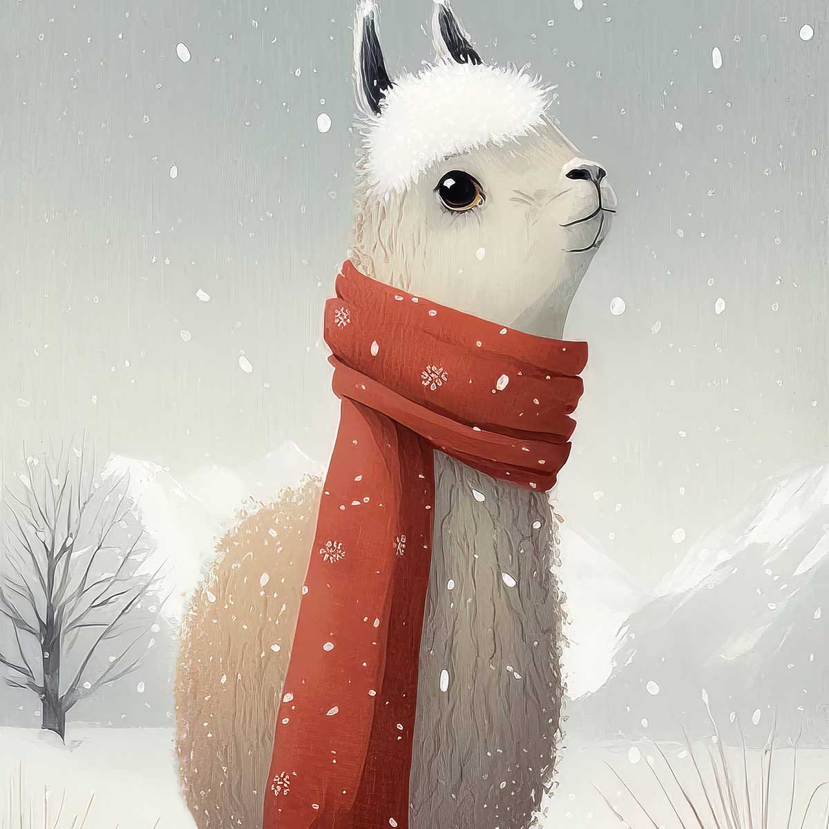 Affiche enfant lama et son écharpe affiche seule, HEXOA