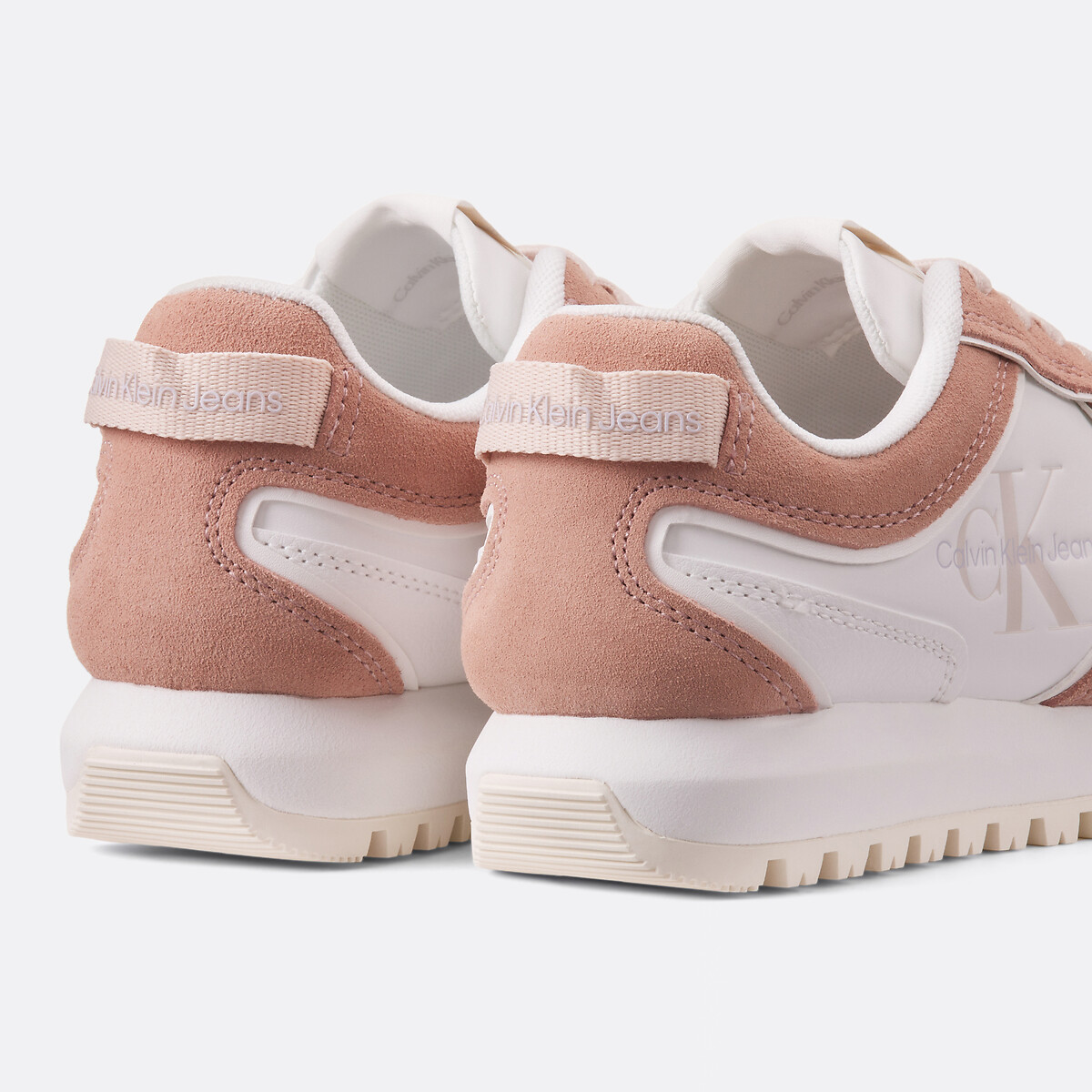 Baskets compensées en cuir CK Jeans blanc/rose, CALVIN KLEIN JEANS