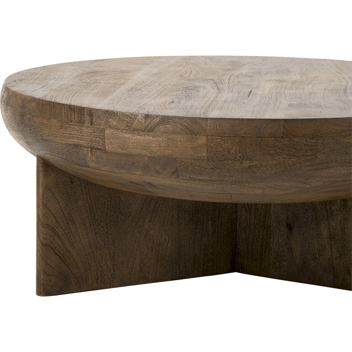 Table basse ronde en bois de manguier marron foncé, RECOLLECTION