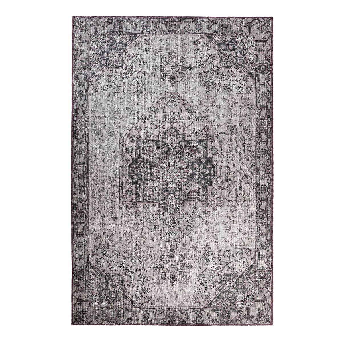 Tapis plat motif vintage ,  SYNCHRONIZE lilas/gris, WECON HOME