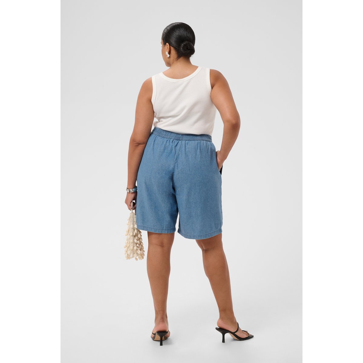 Shorts casual bleu medium blue chambray, KAFFE CURVE