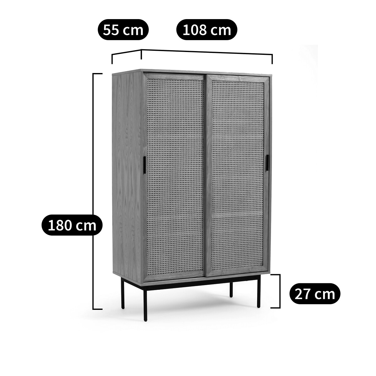 Armoire 2 portes coulissantes Waska naturel/noir, LA REDOUTE INTERIEURS