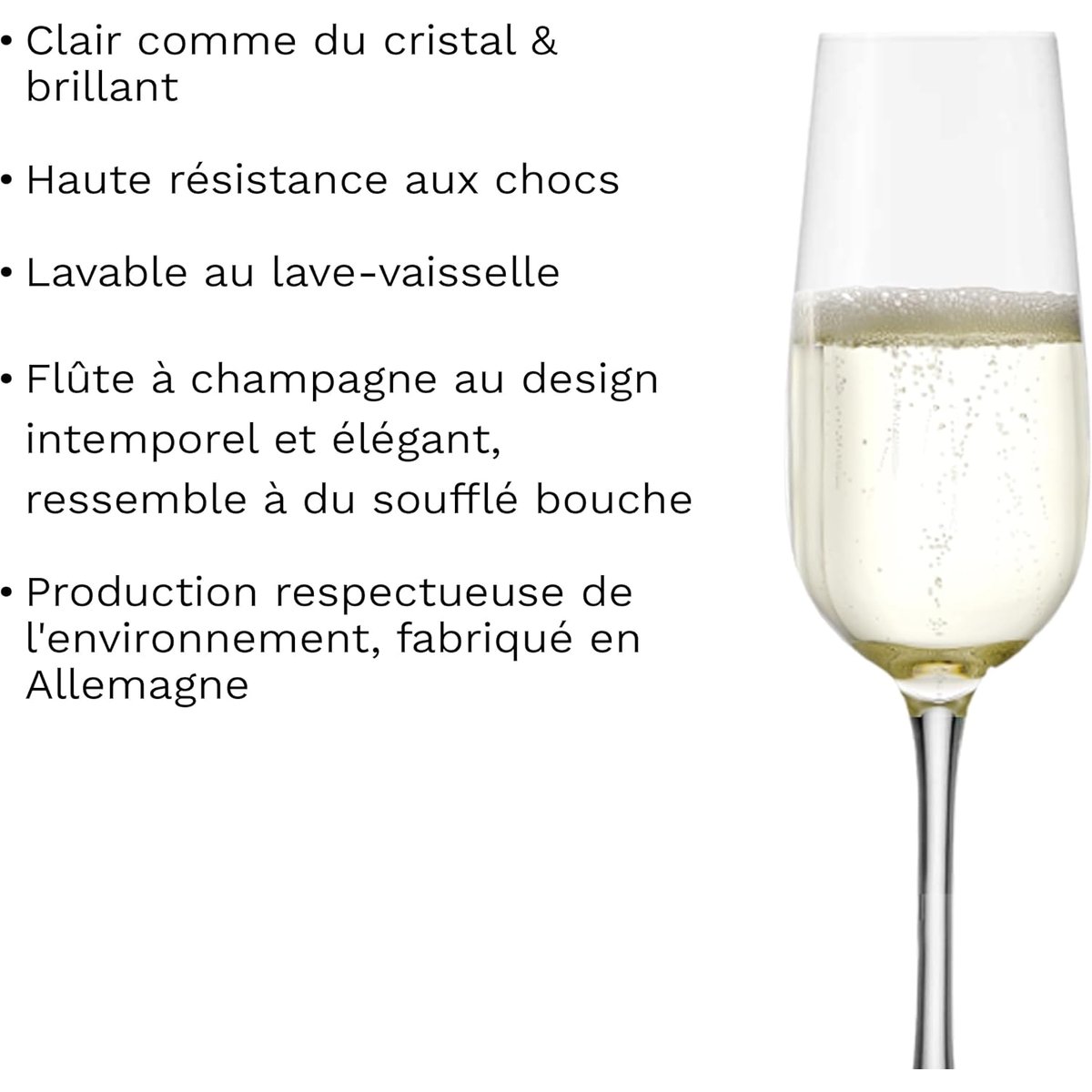 lot de 6 flûtes à Champagne en cristallin, WEINLAND transparent, STOLZLE
