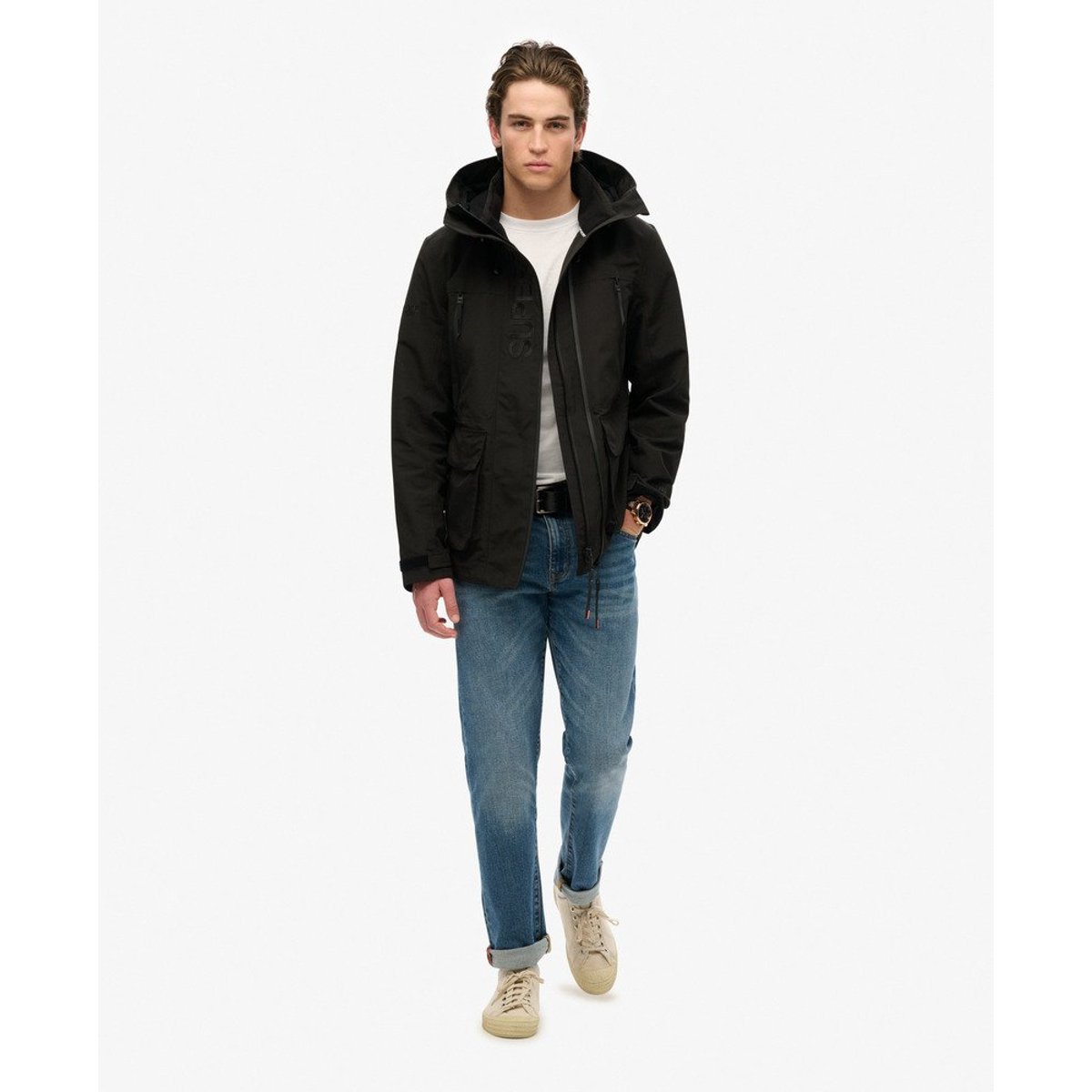 Coupe-vent à capuche brodé Ultimate noir, SUPERDRY