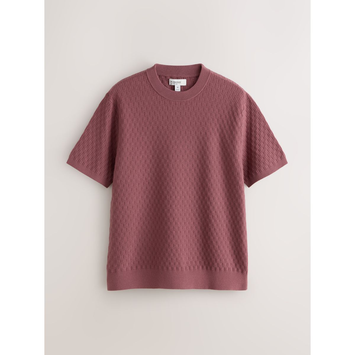 T-shirt ras du cou mi-épais à manches courtes rose damas, NEXT