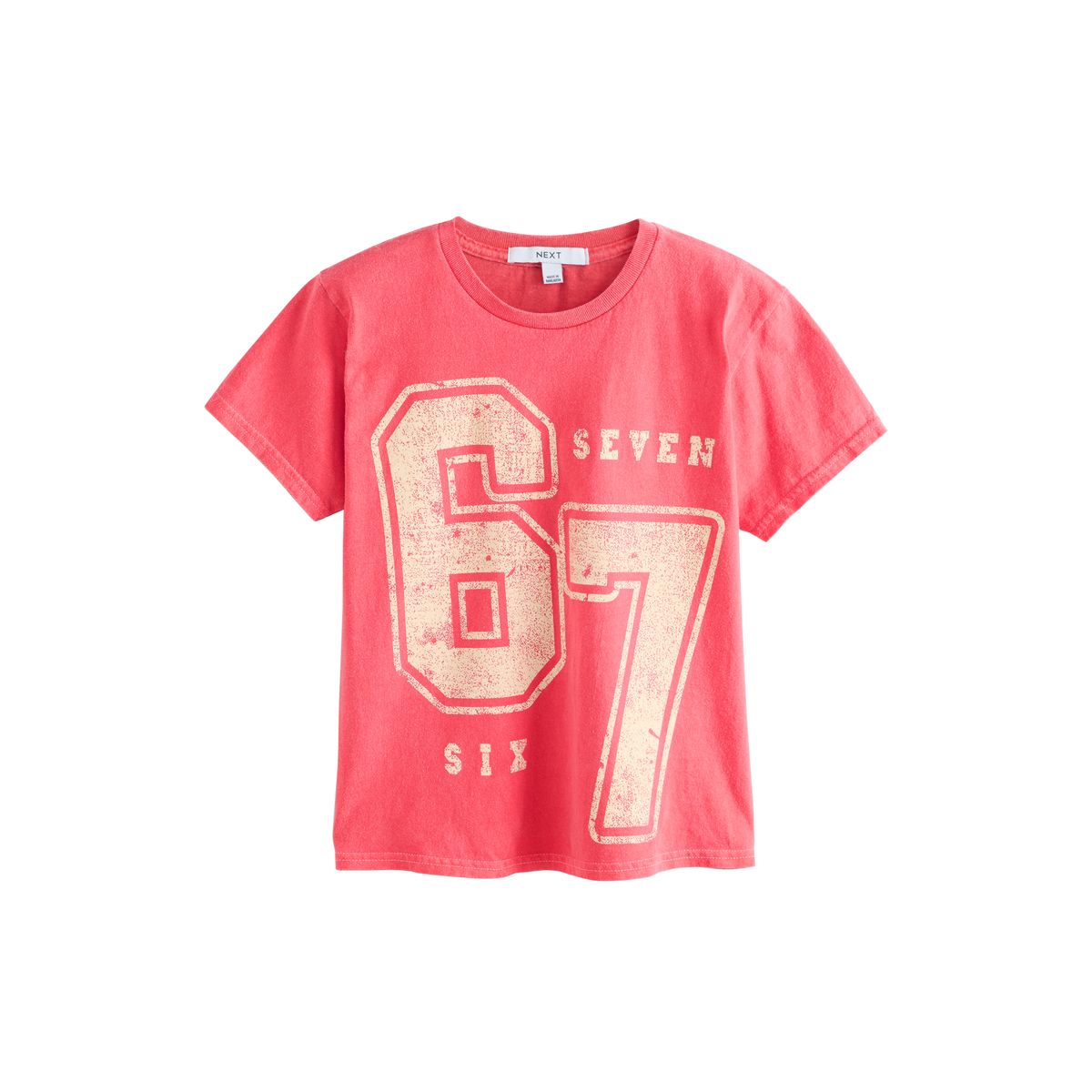 T-shirt ras du cou manches courtes à motif 67 rouge, NEXT