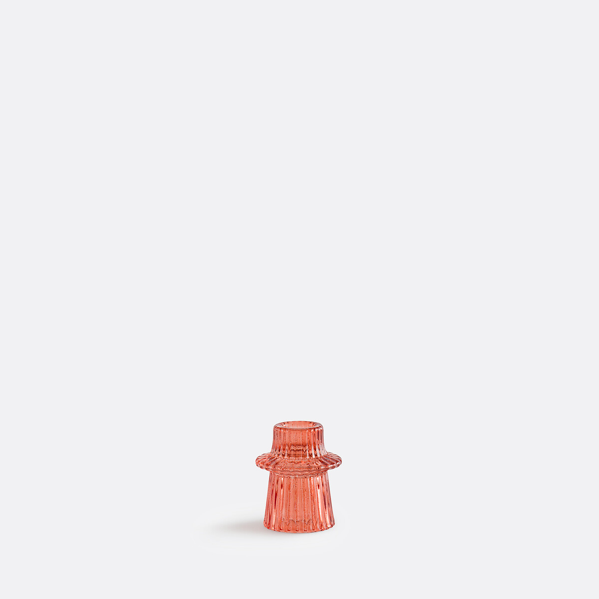 Castiçal em vidro estriado de cor, alt. 6,8 cm, Sabri vermelho, LA REDOUTE INTERIEURS