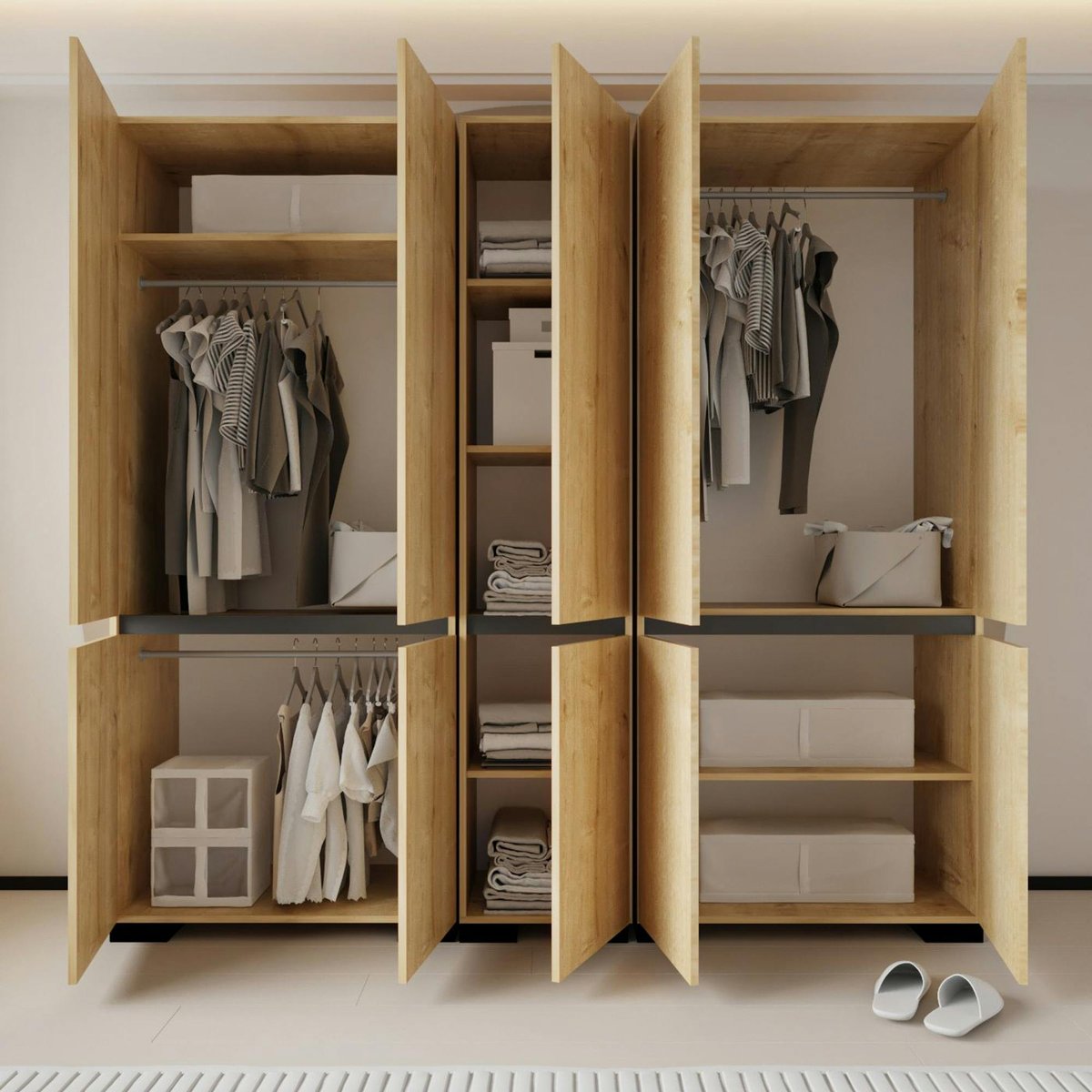 Dressing 10 portes avec penderies BYRON chêne, PIER IMPORT