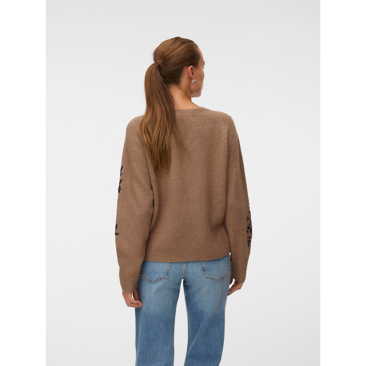 Camisola de mangas compridas com detalhes bordados bege, VERO MODA