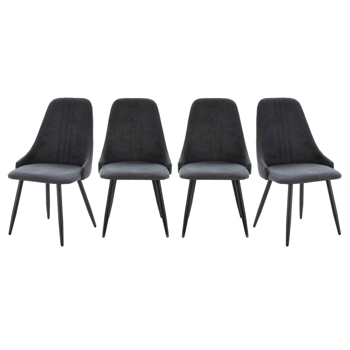 Lot de 4 chaises en tissu avec pieds en métal noir L50 cm MANI gris foncé, CALICOSY
