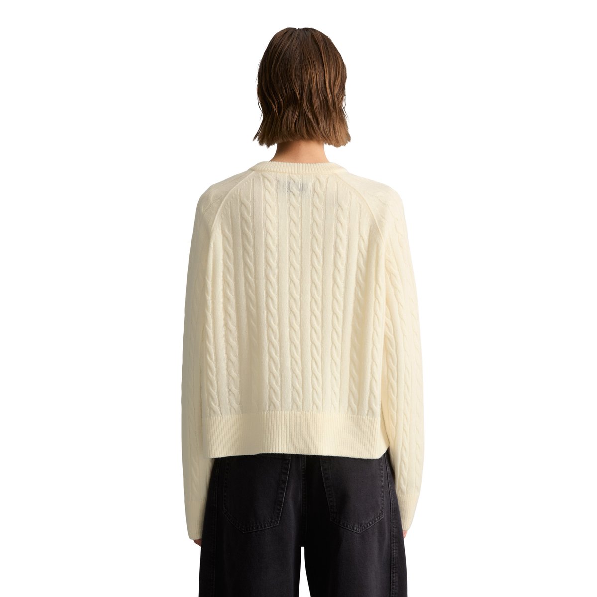 Cardigan oversize à mailles torsadées en mélange de laine vierge douce blanc, MARC O’POLO DENIM