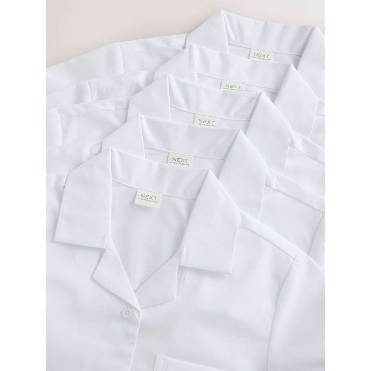 Chemise d'école à col revers, lot de 5 blanc, NEXT