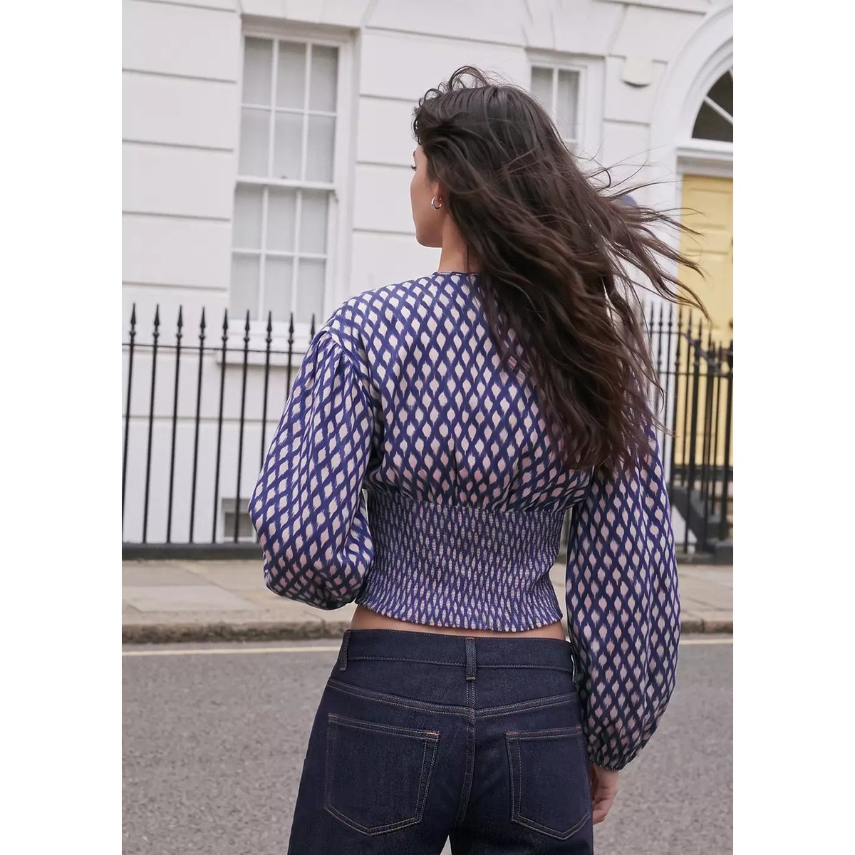 Chemise imprimée à empiècement froncé rose, MANGO TEEN