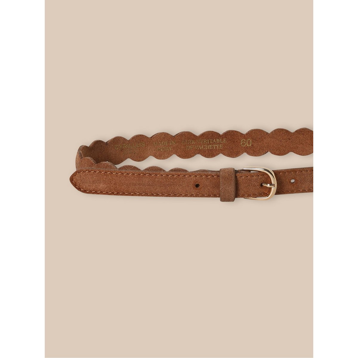 Ceinture tressée en cuir camel, CYRILLUS