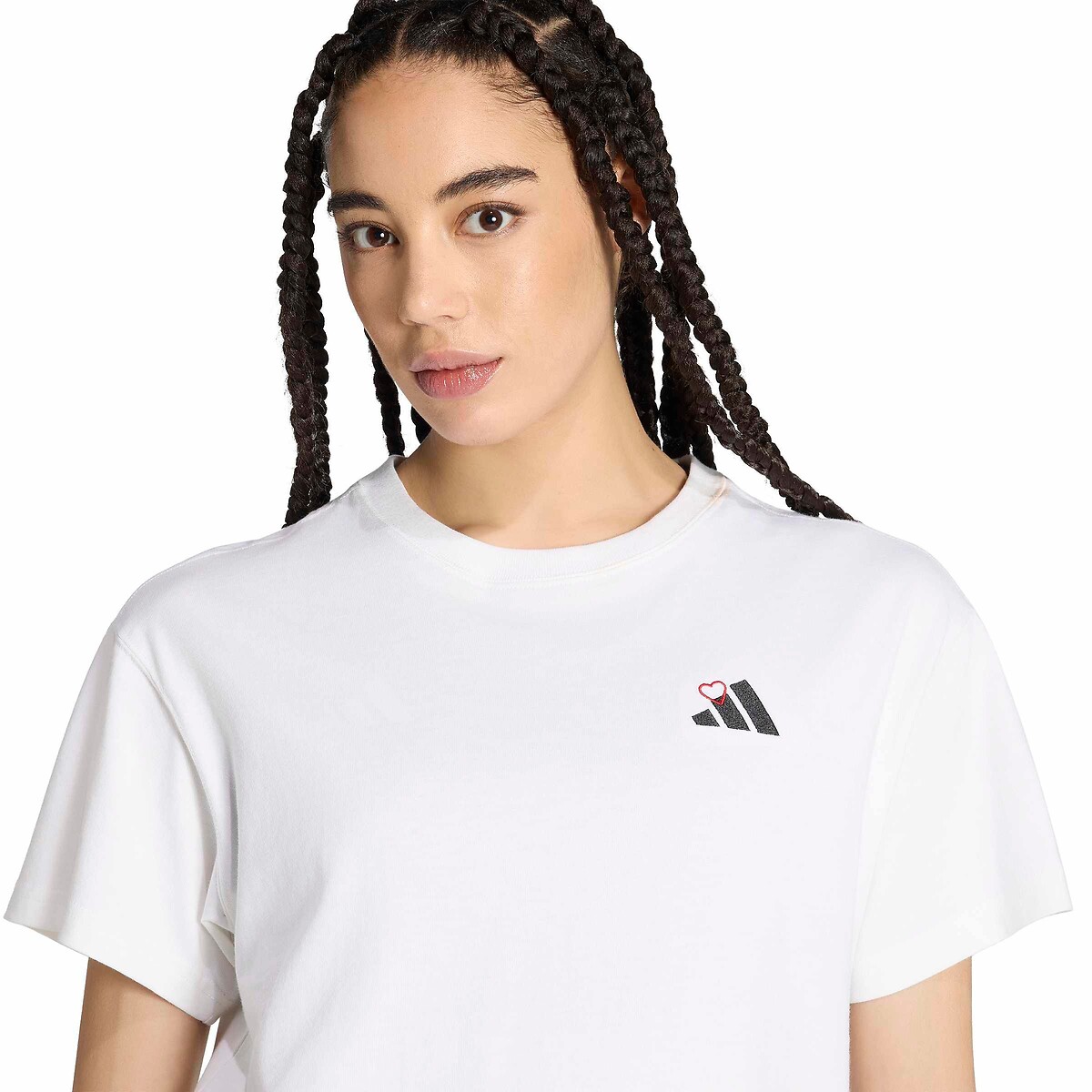 T-shirt de manga curta com estampado de coração branco, ADIDAS SPORTSWEAR