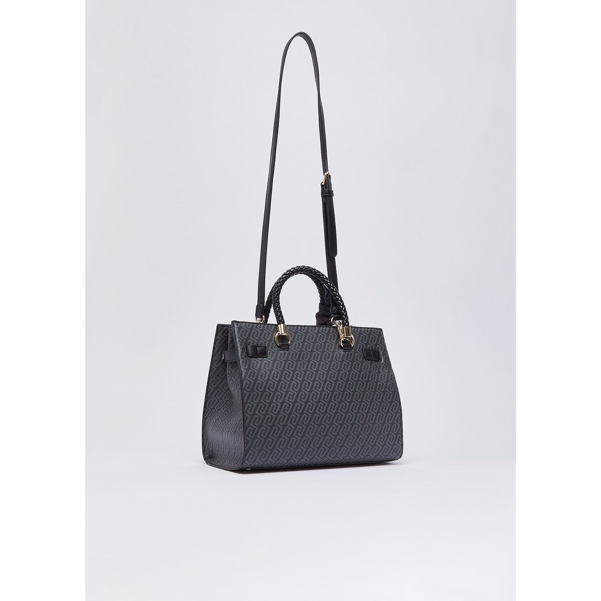Sac satchel moyen avec foulard noir, LIU JO