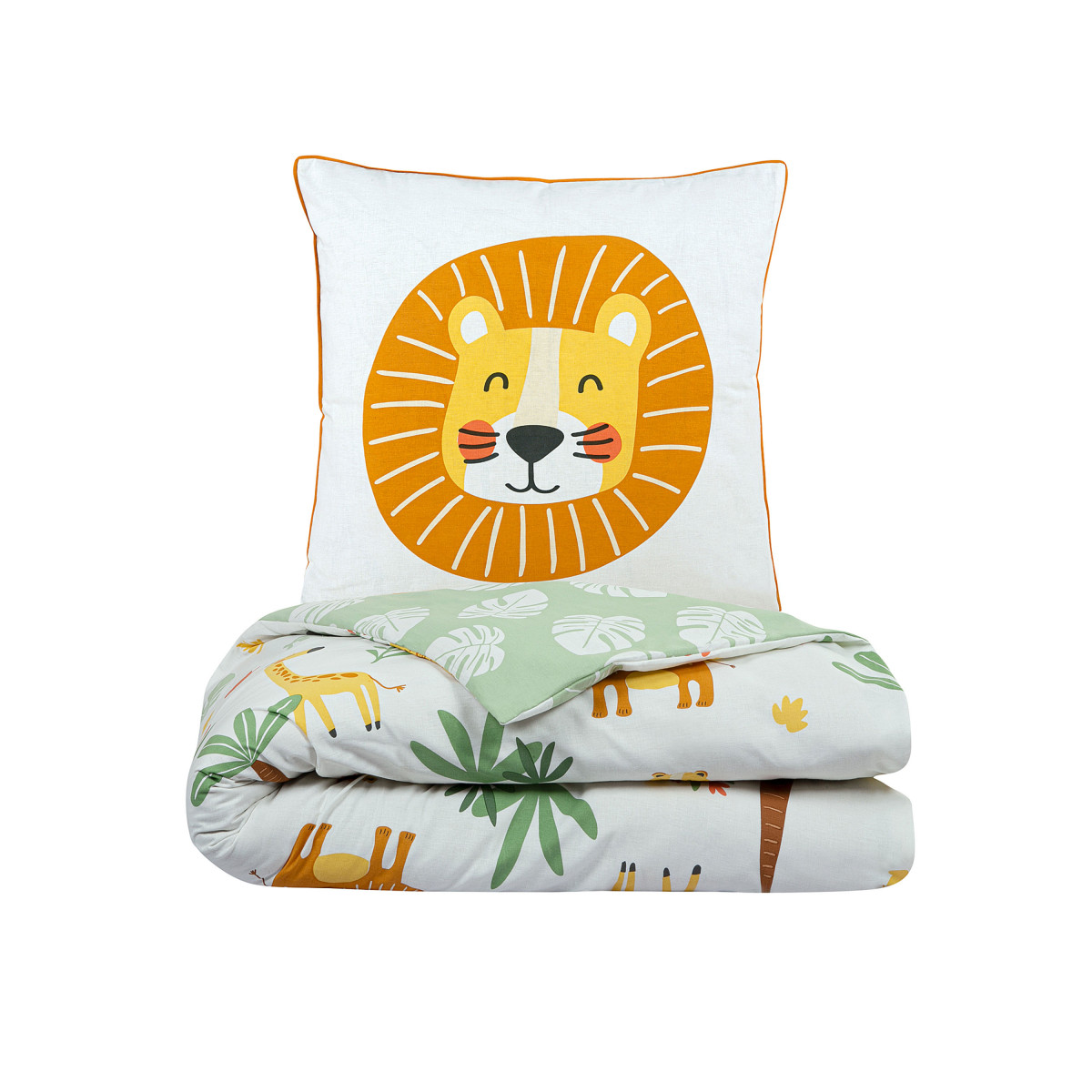 Parure de lit enfant lion jungle réversible SAVANE blanc, FUTURE HOME