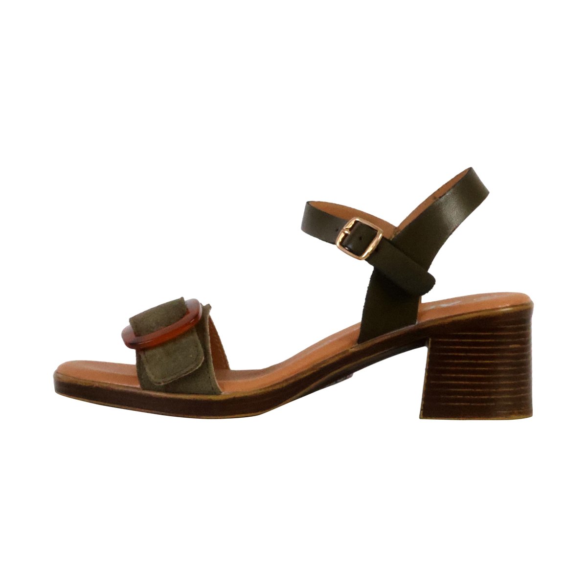 Sandales à Talon Cuir Aleno khaki, THE DIVINE FACTORY