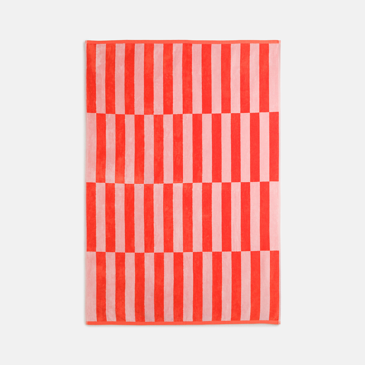 Maxi drap de bain éponge velours,Tabaka rose/rouge, LA REDOUTE INTERIEURS