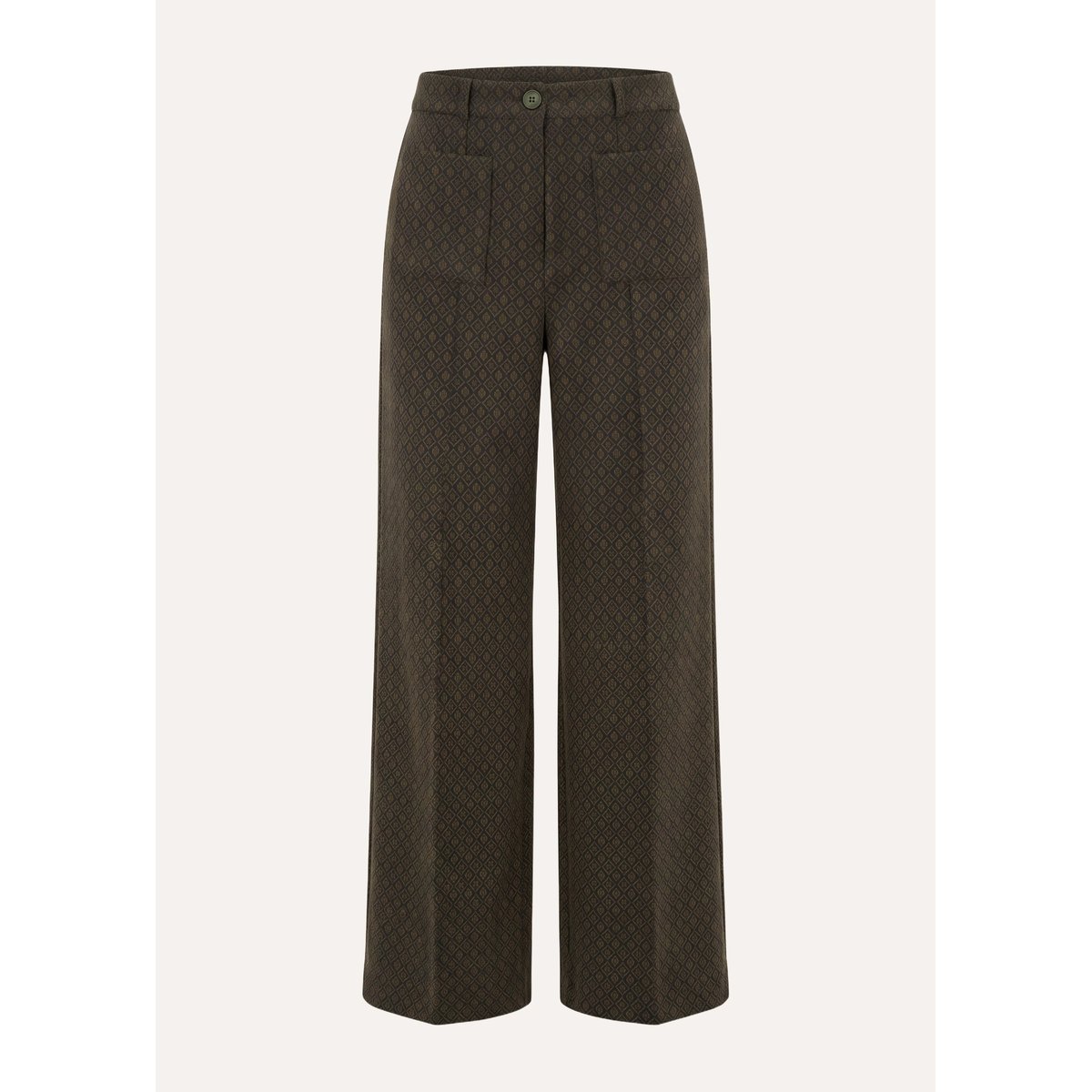 Pantalon large en milano jacquard kaki, LA FEE MARABOUTEE