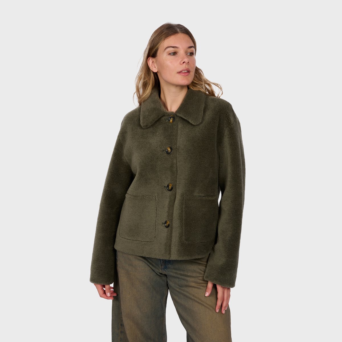 Veste à col chemise réversible VIRGINIA vert olive foncé, OAKWOOD