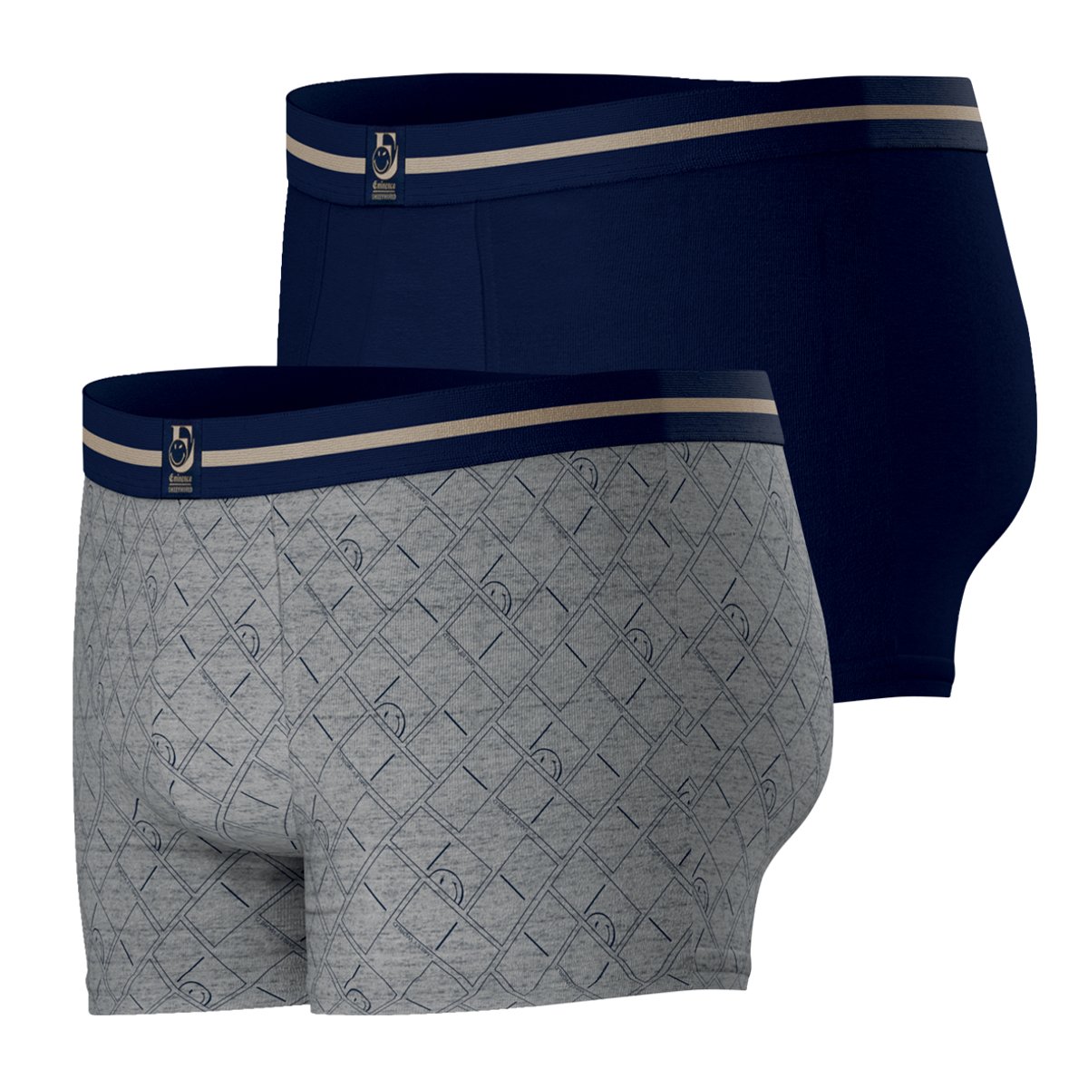 Boxers, lot de 2, SMILEY gris-bleu, EMINENCE