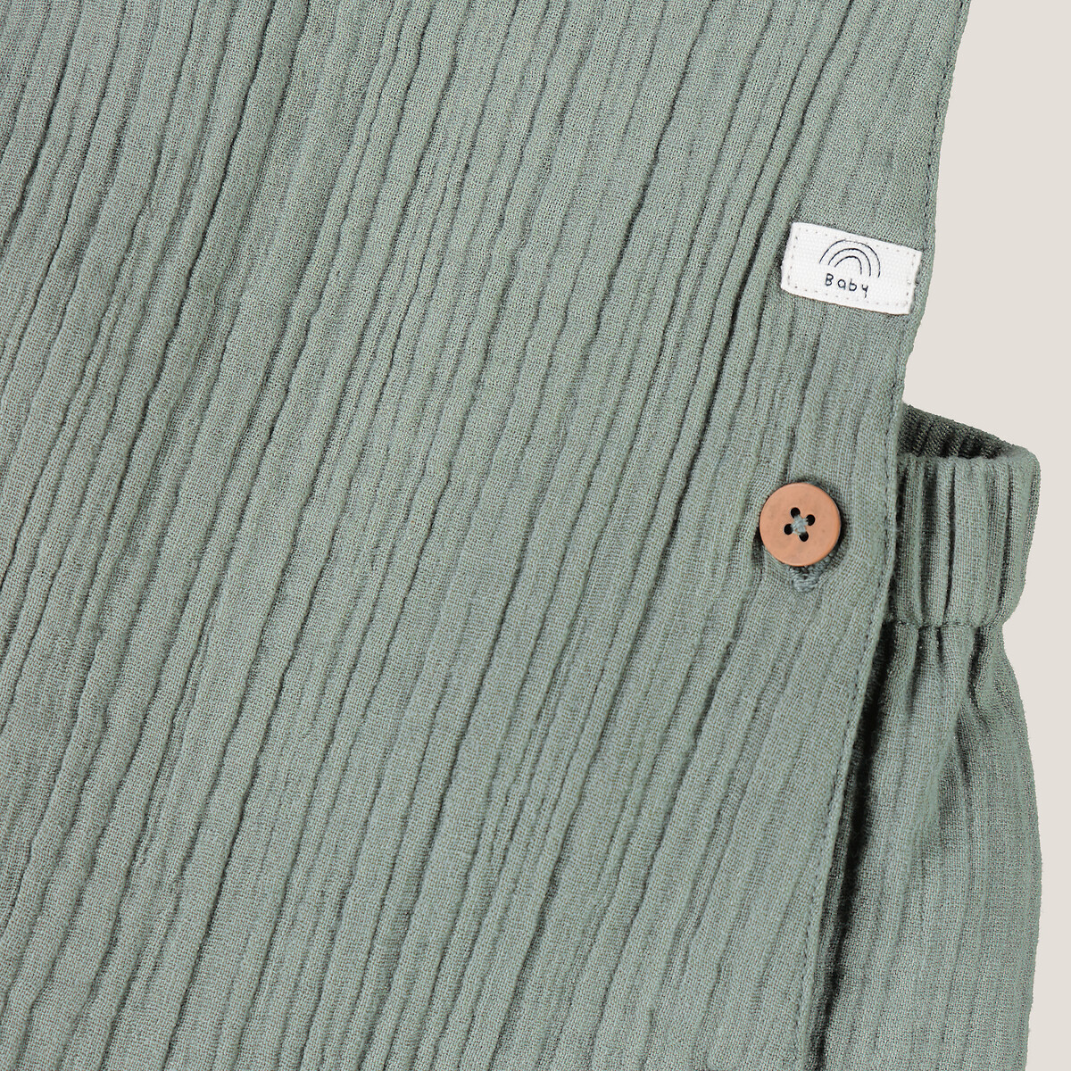Peto corto de gasa de algodón verde oscuro, LA REDOUTE COLLECTIONS