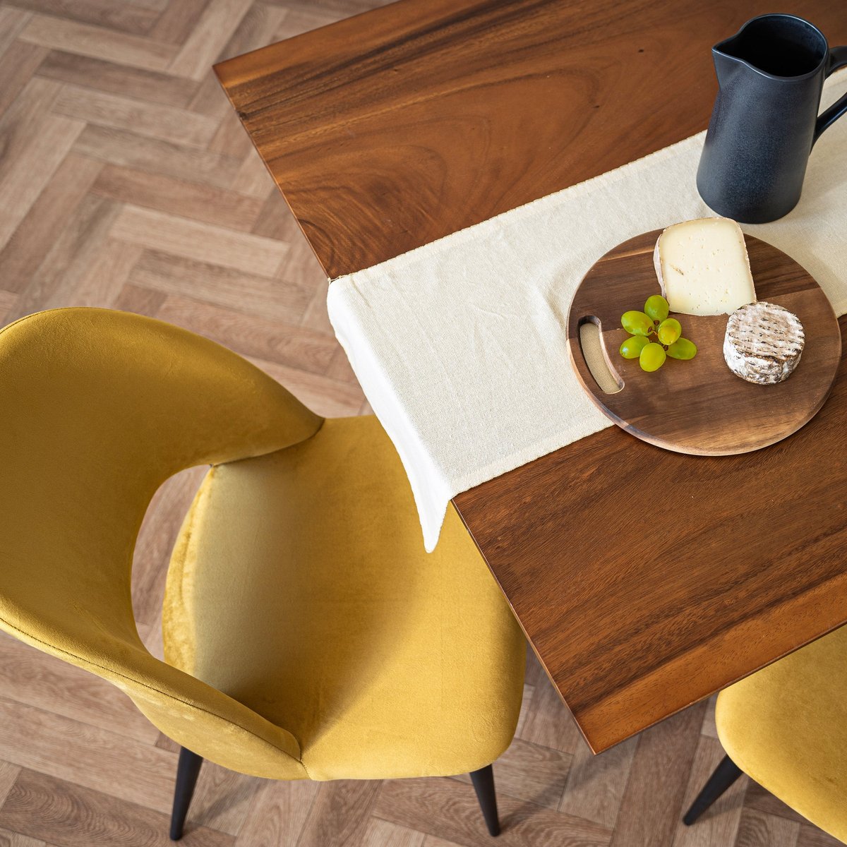 Pack 4 chaises en velours - PÉNÉLOPE jaune et vert, MAISON PAVANE