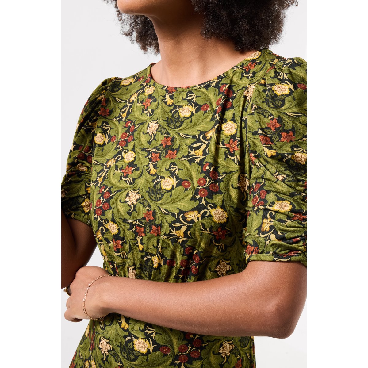 Robe en Jersey Imprimé Feuilles d'Automne vert, JOE BROWNS