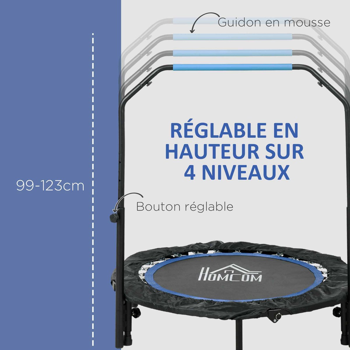 Trampoline de fitness PP Noir bleu, HOMCOM