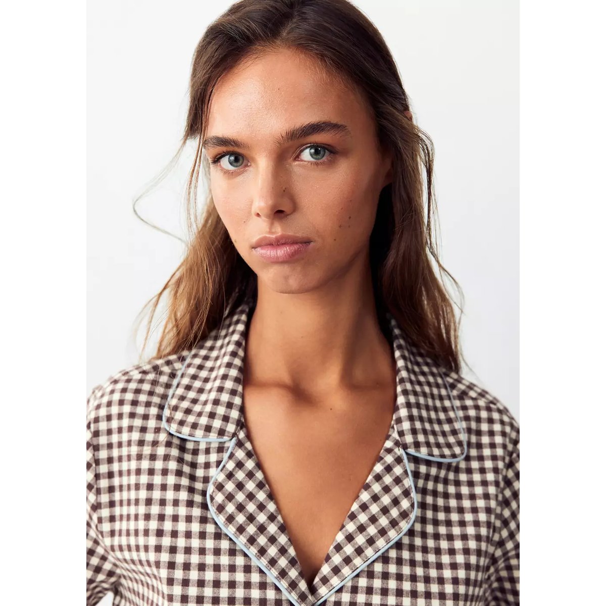 Pyjama coton vichy marron, MANGO TEEN