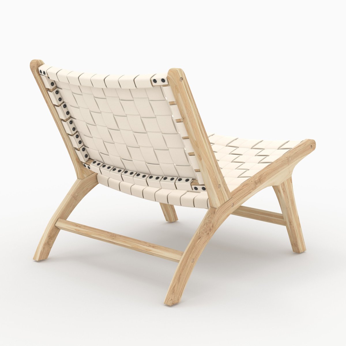 Fauteuil en teck et cuir - KUNA blanc, MAISON PAVANE