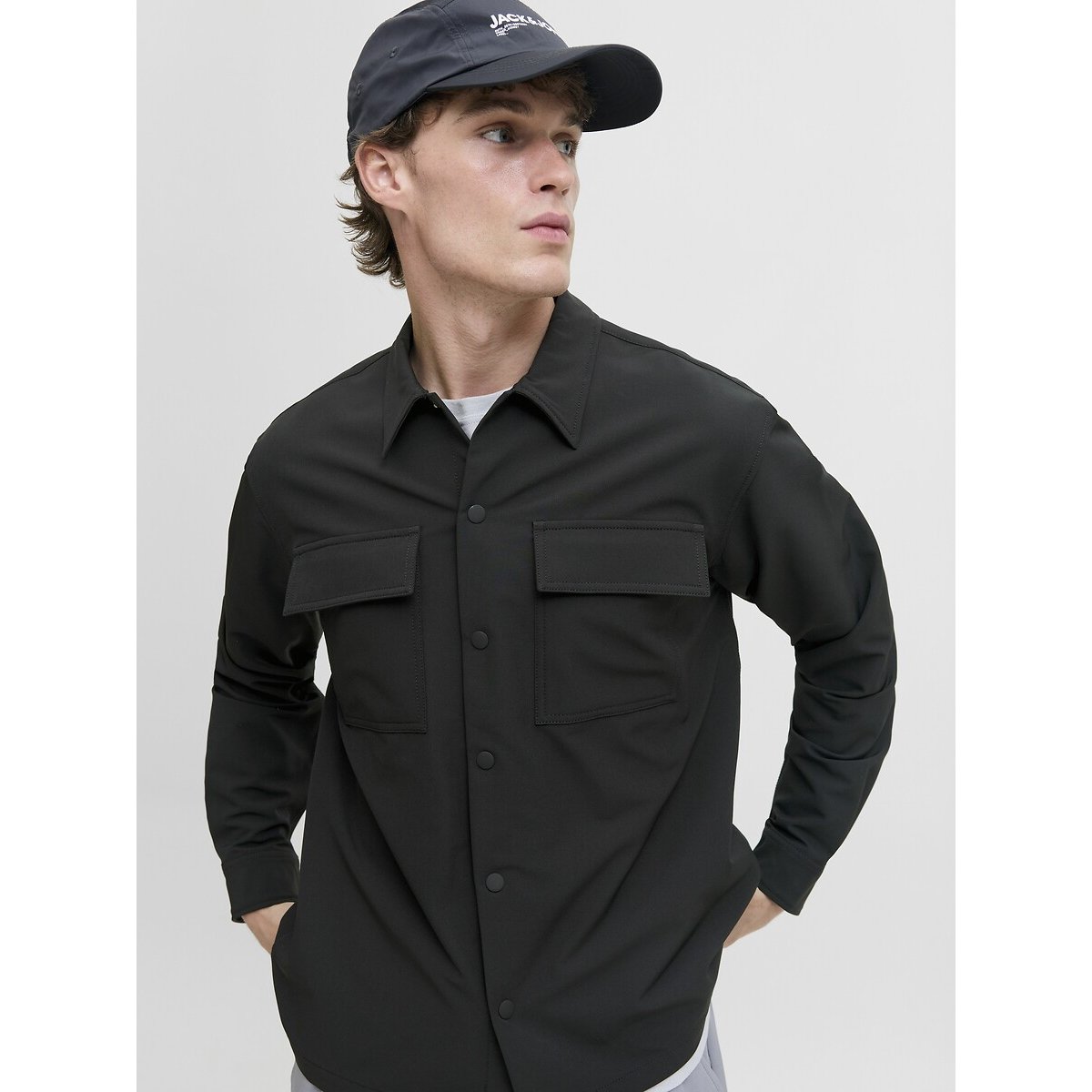 Relaxed fit hemd zwart, JACK & JONES