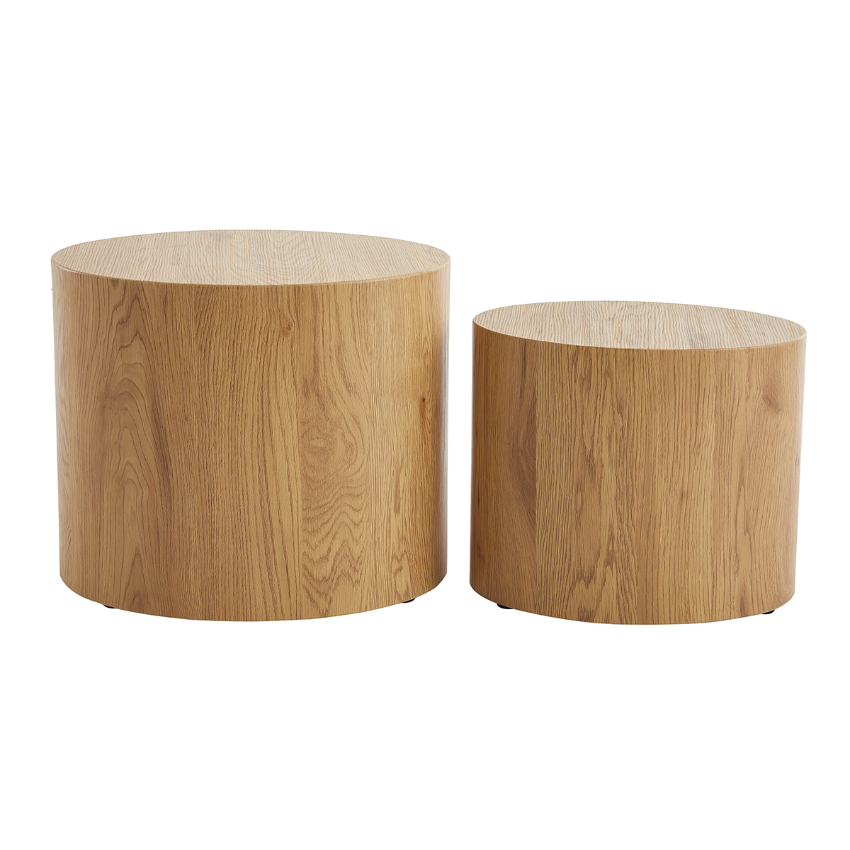 Tables basses gigognes ovales scandinaves bois clair finition chêne (lot de 2) WOODY bois clair / blanc, MILIBOO