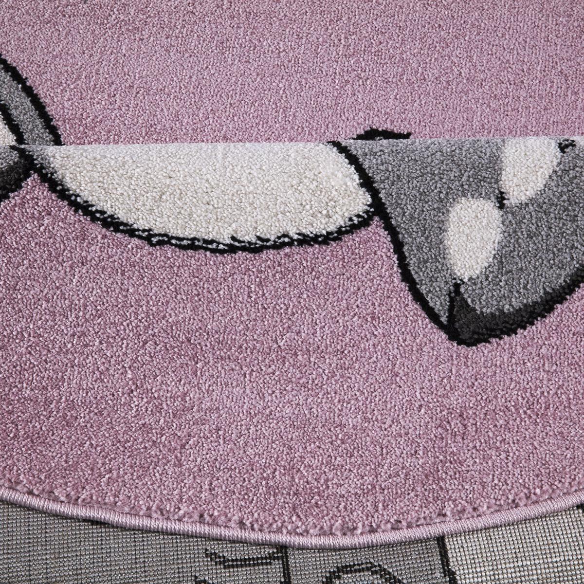 Tapis enfant tissé CANFIL gris, créme, rose, UN AMOUR DE TAPIS