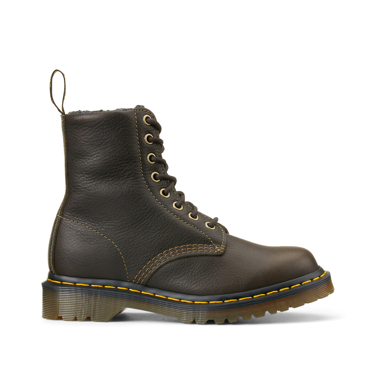 1460 Leather Ankle Boots with Faux Fur Lining olive, DR. MARTENS