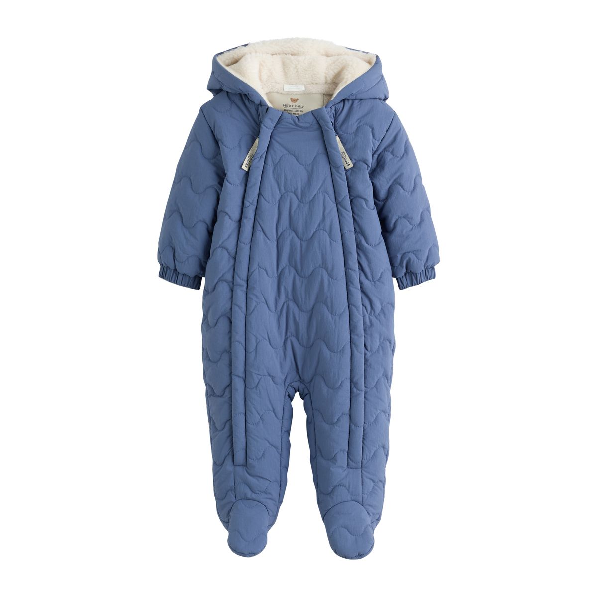 Combinaison nylon bébé à capuche matelassée bleu, NEXT